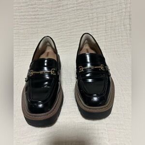 Sam Edelman women’s black leather lug chunky loafer-size 6.5